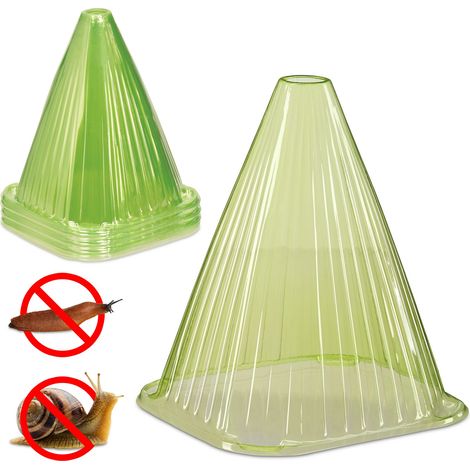 Relaxdays Pflanzenhut Schnecken, 32er Set, Schneckenschutz, Frostschutz, HxBxT: 22 x 19 x 19 cm, PVC Pflanzhüte, grün
