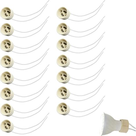 15 pièces GU10 Douilles de Lampe, Support de Lampe, Connecteur Base en Créramique avec 15 cm Câbles en Silicone, Douilles en Céramique pour Ampoules LED et Halogènes GU10 (1/5)