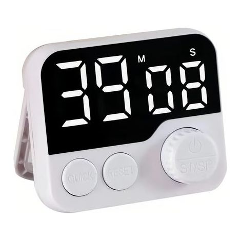 Temporizador de cocina digital con pantalla LED grande, botón giratorio, diseño magnético, sincronización precisa y soporte con orificio para colgar (1/5)