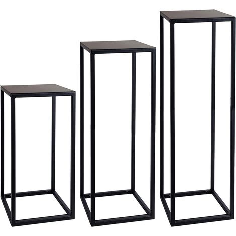90cm Square Metal Plant Stand, Weatherproof Flower Stool, Side Table for Indoor and Outdoor Use (Black) (1/5)