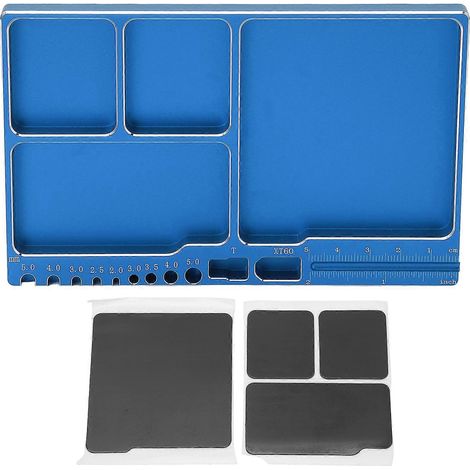 Plateau à vis magnétique en alliage d'aluminium avec coussin aimanté, plateau de pièces à adsorption pour réparation RC, accessoire polyvalent (1/5)