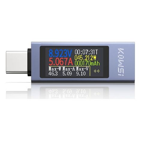 Testeur USB C Meter de Courant et de Tension 4-30V 0-12A, USB C Tester Multimètre Numérique USB Compteur Voltmètre Ampèremètre Capacité Alimentation Chargeur Détecteur (1/5)