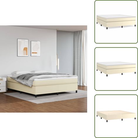 Letto a rete - vidaXL Struttura Letto a Rete a Molle Crema 180x200 cm in Similpelle - Letto in similpelle
