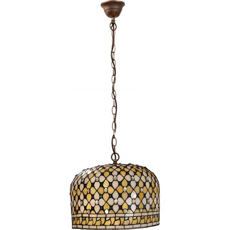 Plafonnier Tiffany moyen avec chaîne diamètre 30 cm Série Queen
