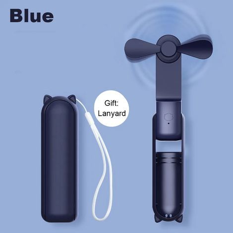 Ventilateur portable 2000 mAh rechargeable par USB, 3 vitesses, mini ventilateur pliable de poche, idéal pour les voyages, avec batterie externe intégrée.-AquaForge (1/5)