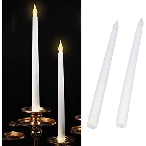 2 pièces Bougies LED Effet Cire Flamme Fausse Alimentées par Piles pour Mariage Anniversaire Fêtes Coquille Blanche