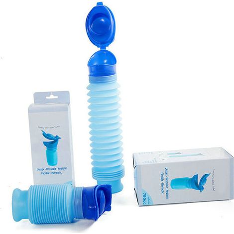 Urinoir portable unisexe bleu 750 ml pour voiture, pour adultes et enfants, réutilisable et étanche, idéal pour les voyages. (1/5)