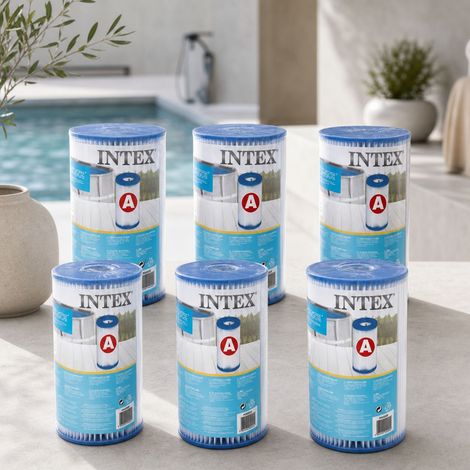 Pack of 6 Type A filter cartridges – Dimensions Ø 10.7 x H 20.3 cm – Compatible with Intex 28604/28636/28638 filters – Guaranteed crystal-clear water (1/5)