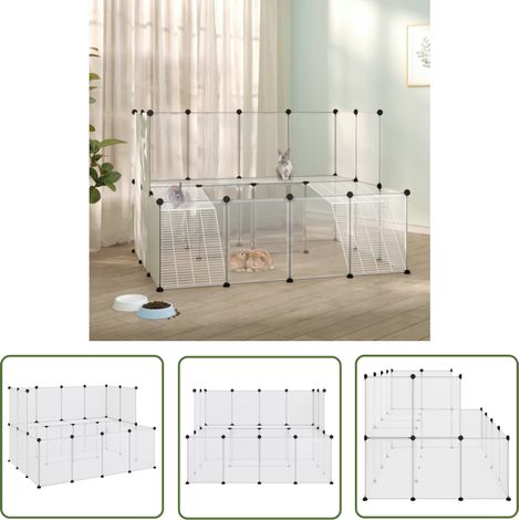 The Living Store Cage pour petits animaux Transparent 143x107x93 cm PP et Acier - Cage Pour Petit Animal - Clapier - Abri Pour Hamster - Maison Pour Lapin - Accessoires Pour Animaux De Compagnie (1/5)