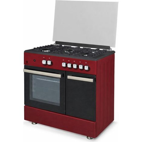 Cucina Staylux 90X60 Forno elettrico 60 porta bombola 696-S50F BLACK/BURGUNDY