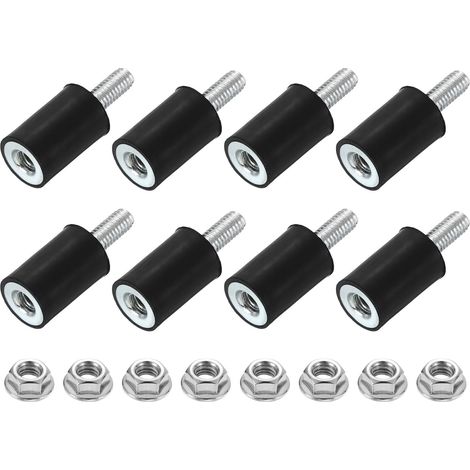 Supports En Caoutchouc, 8Pcs 10x15mm(DxH) Cylindres Anti-Vibration En Caoutchouc Absorbeur De Choc Avec Ecrou De Blocage Pour Car Bobbin Generator Compresseurs D'Air (1/5)