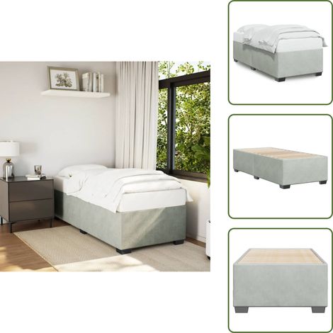 Bettgestell ohne Matratze Hellgrau 90x200 cm Samt - Samtbett - Doppelbett - Boxspringbetten - Schlafzimmermöbel - Bettwäsche (1/5)