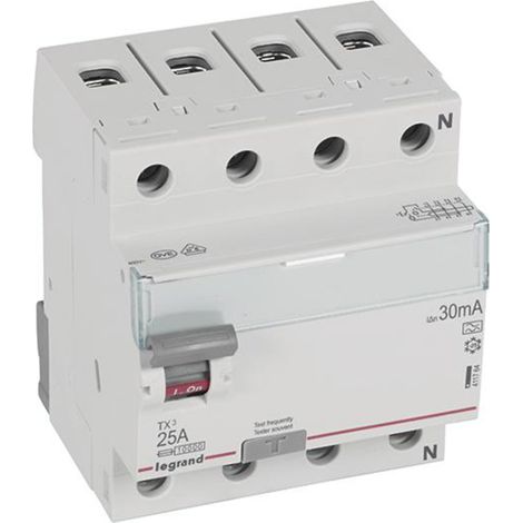 Legrand TX3 FI 4P 25 A 30 mA rot grün Fehlerstromschutzschalter