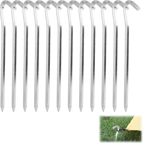 12 picchetti per tenda, in alluminio, 18 cm, design esagonale, gancio antiscivolo, per campeggio ed escursionismo. (1/5)