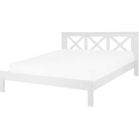 Letto in Legno Bianco con Rete a Doghe Design Elegante 160 x 200 cm Tannay (1/5)