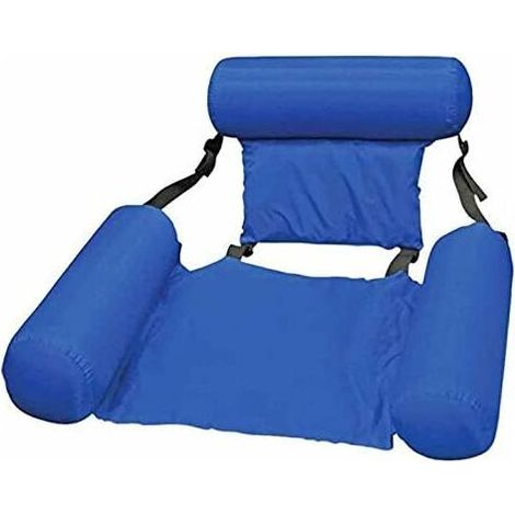 royaluxe -Hamac de Piscine Fauteuil Inclinable Flottant Chaise Gonflable de Piscine Hamac d'eau Flottant Pliable hamac Flottant inclinable pour Adulte - Bleu (1/3)