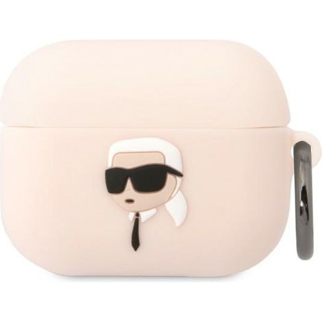 Karl Lagerfeld klaprunikp AirPods Pro Hülle pink/pink Silikon Karl Kopf 3D (1/3)