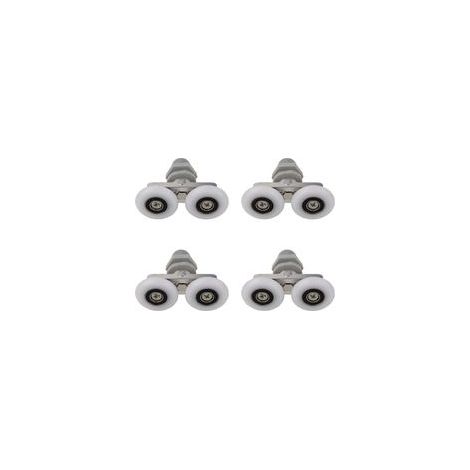 Roulettes Doubles pour Porte de Douche Roulettes Coulissantes Porte Salle de Bain de Douche de Rechange,Pièces de rechange 25mm 4 PCS