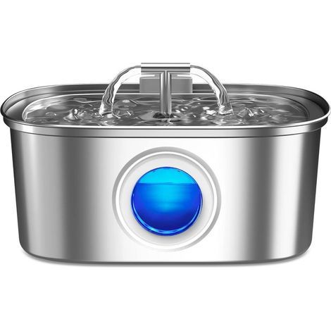 Trinkbrunnen für Katzen aus Edelstahl: 3,2 l (108 oz) automatischer Wasserspender für Haustiere mit Wasserstandsanzeige für Wohnungskatzen. (1/5)