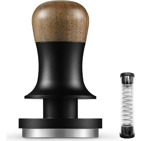 Ortviai Tasseur à café espresso plat 30 lb avec ressorts calibrés, base en acier inoxydable 304 et poignée en bois de noyer (1/3)