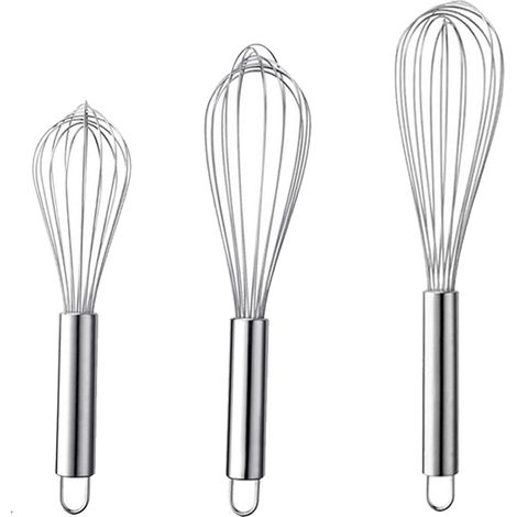 Ensemble de 3 fouets en acier inoxydable : fouet de cuisine, fouet ballon, fouets métalliques. (1/5)