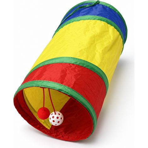Tunnel de jeu pliable pour chat à motif arc-en-ciel 27 x 27 cm