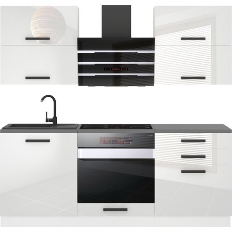 Belini Cuisine Equipee Complete Emily Muebles de Cuisine Complets - 180 cm. Cuisine Complete avec Plan de Travail, Blanc très Brillant (1/3)