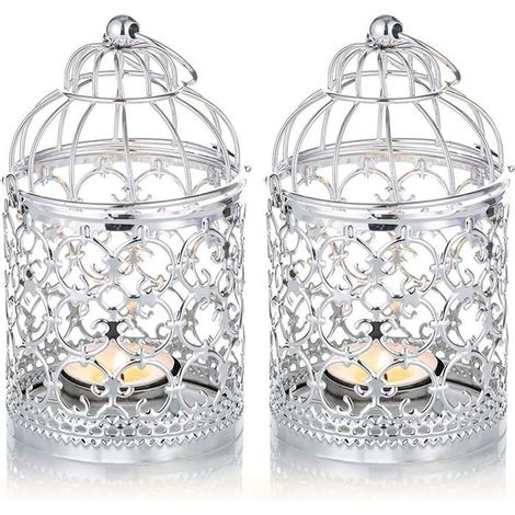 Lot de lanternes décoratives en métal pour cage à oiseaux, lanterne décorative en fer pour bougie de Noël, lanterne à suspendre, la (1/5)
