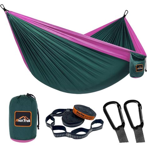 Camping Hammock, hamac de Voyage en Nylon Super léger et Portable avec Deux Sangles d'arbre, pour Le Camping, la randonnée et Le Sac à Dos