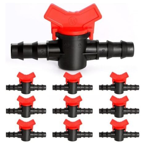 BUNTHAUS PA 10 Stück 16 mm Bewässerungsschaltventil, Bewässerungsrohrventilschalter, Gartenhahn aus PE-Kunststoff, Doppelter männlicher Widerhakenhahn, für die Gartenrasenbewässerung (1/4)
