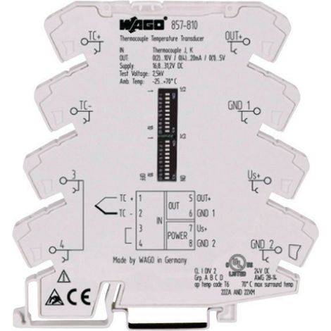WAGO  Konfigurierbarer Temperaturmessumformer für Thermoelemente Typ J, K 857-810