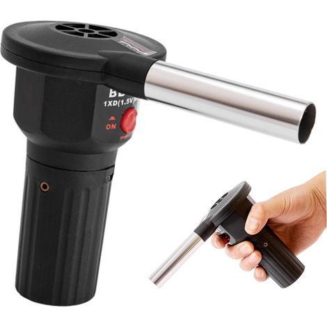 Souffleur d'air barbecue - 1 pc, Souffleur de feu portable à batterie, Outil pique-nique camping allumage charbon bois - Noir (1/5)