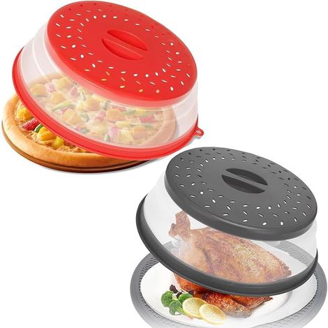 Cloche Micro Onde Pliable, Couvercle Anti-éclaboussures avec Trou de Vapeur, Passoire Légumes Fruits, Chauffage Aliments (1/5)