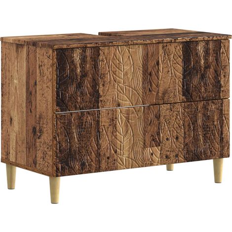 Mueble de lavabo para baño DELFT Madera envejecida vidaXL (1/5)