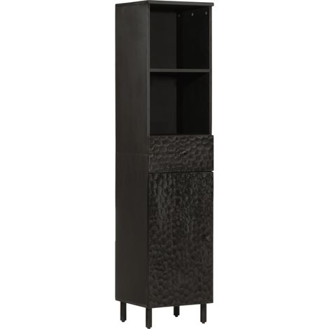 Mueble de baño de madera maciza de mango negro 38x33x160 cm vidaXL (1/5)