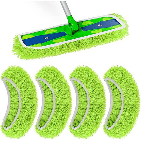 Lot de 4 Lingettes microfibre, lavables et réutilisables, pour balai Swiffer, nettoyage sols parquet carrelage（Q3 : Nouveaux produits pour le mois d'août） (1/5)