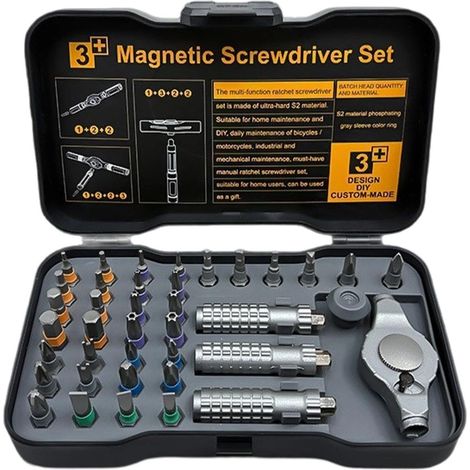 Kit de tournevis magnétiques Outil magnétique 39 en 1 à manche amovible - Kit réparation tournevis Pour maison et bureau camping-car véhicule vélo ordinateur téléphone (1/5)
