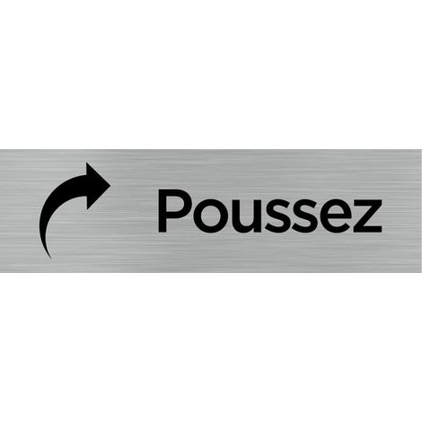 Pictogramme POUSSEZ (Q0058).- Adhésif aspect aluminium brossé - (1/5)