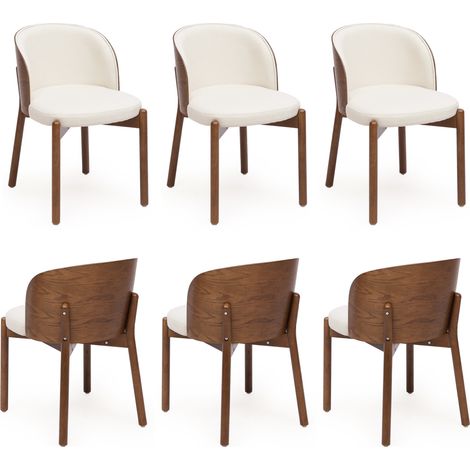 Juego de 4 sillas de comedor de madera y tela de lino color nogal 57x49x74 cm MODENUIT (1/5)