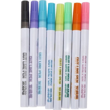 Lot de 8 stylos double ligne surligneurs colorés DIY dessin marqueurs fournitures artistiques (1/5)