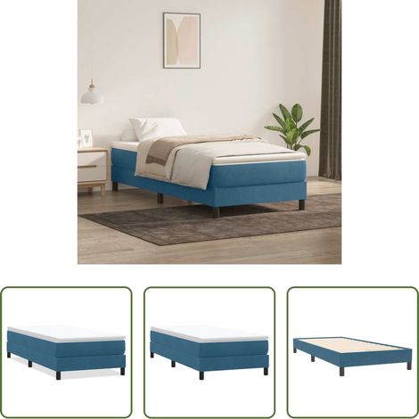 Samt -  Boxspringbett ohne Matratze Dunkelblau 90x220 cm Samt