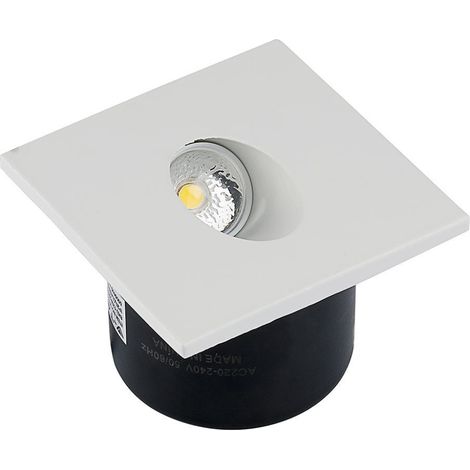 Downlight LED carré Montage encastré 3W Couleur Blanc 4000K IP20