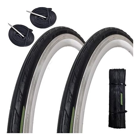 2 COPERTONI 700 X 25C (25-622) + CAMERE PNEUMATICI NERI PER BICI DA CORSA ROAD BIKE STRADA BICICLETTA (1/5)