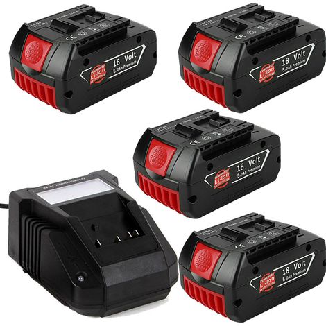 4X Batterie & Chargeur AL1820CV pour Bosch 18V 5.0Ah - Compatible GDR, GDS, GKS, GSR 2607336092, 2607336236 2607336170, 2607336 235 , 2607336091 (1/5)