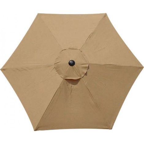 Auvent de Rechange pour Parasol de Terrasse de 3 M, Housse de Parasol de Jardin, Auvent de Parasol de Table de Marché avec 6 Nervures(Kaki) (1/5)