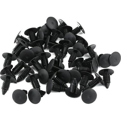 Clips à rivets en plastique, 100 pièces, fixations de garniture de carrosserie, clips à goupille de poussée pour pare-chocs de voiture, noirs (1/5)