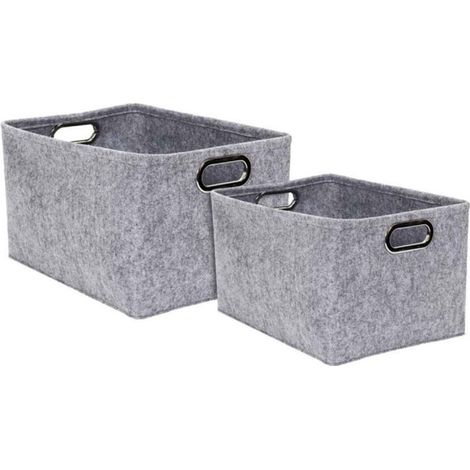 Lot de 2 Paniers de Rangement "Anses" 40cm Gris (1/5)