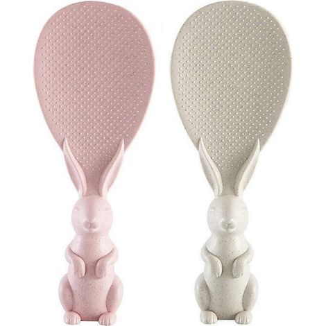 Spatule à riz sur pied. Surfaces antiadhésives pour servir le riz facilement. Indispensable pour les repas de famille. Beige rose. (1/5)