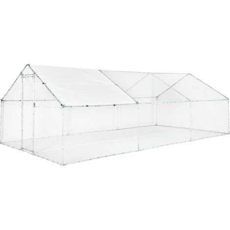 Enclosure for chicken coop and aviary 18m² galvanised steel grey and green, various sizes - Babette