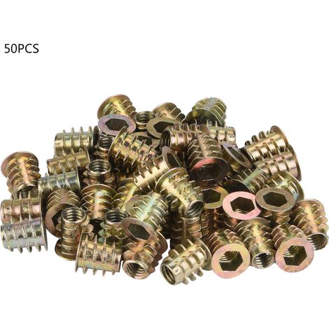 50Pcs M6 Zinc Alloy Inside Hex Socket Insert Nuts for Wood Furniture (M612)